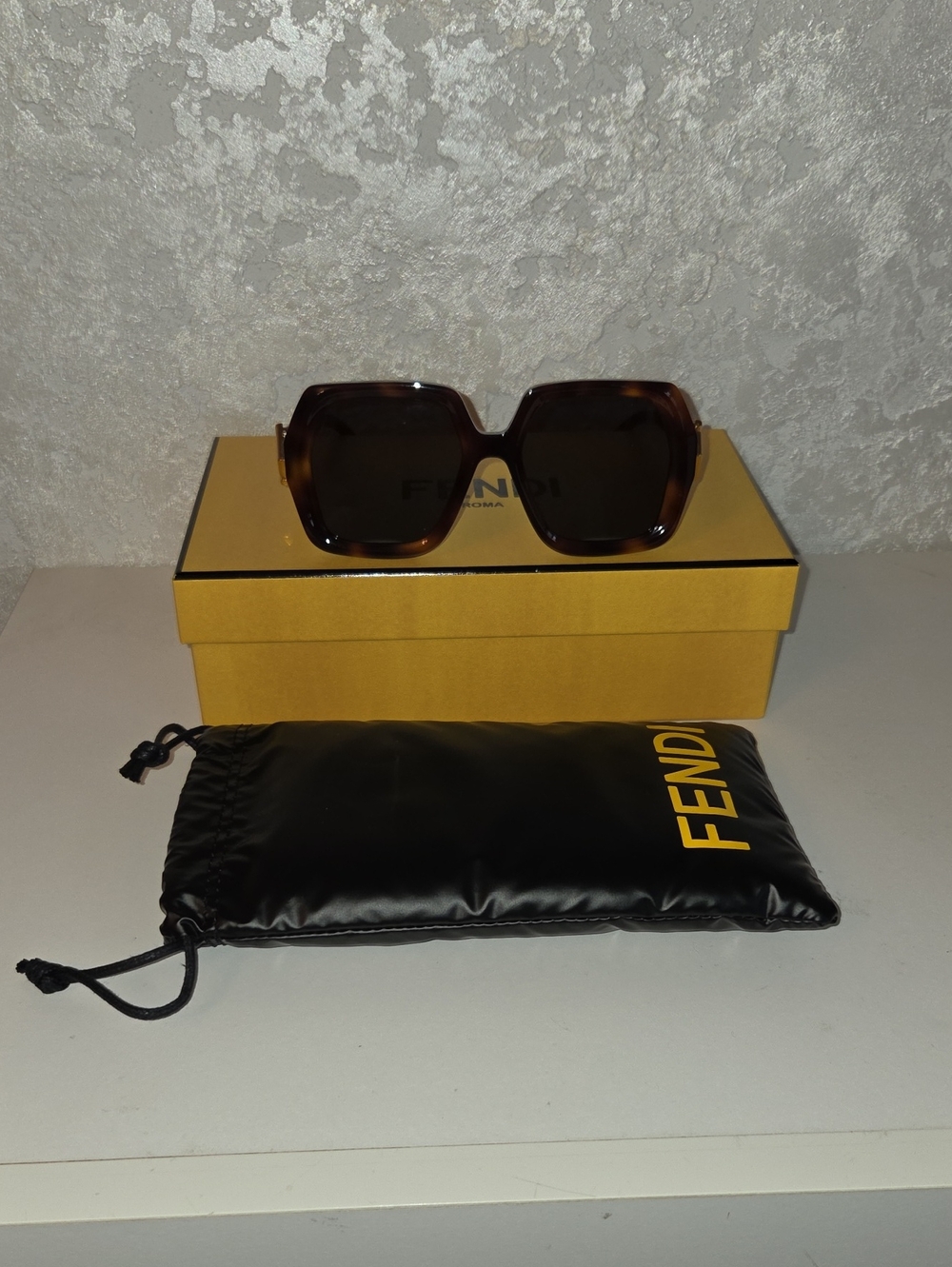 Fendi Oversized Square Sunglasses in Tortoiseshell Brown